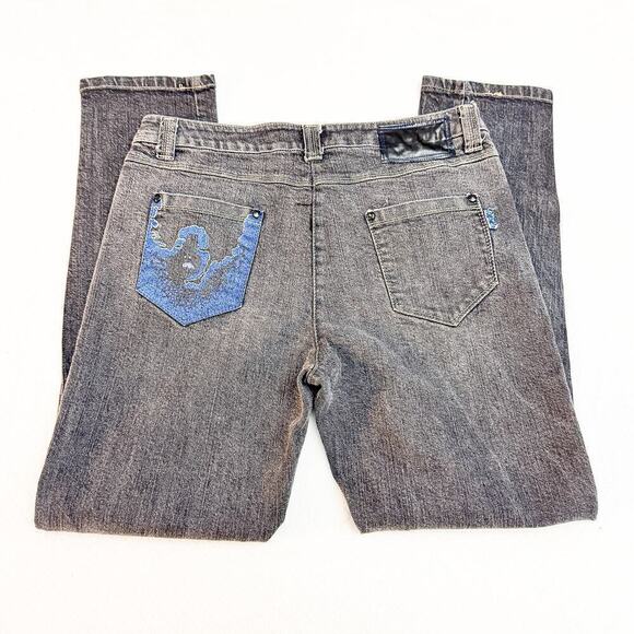 Oltre Italy Slim Skinny Black Charcoal Denim Jeans Size 12 - Picture 5 of 10